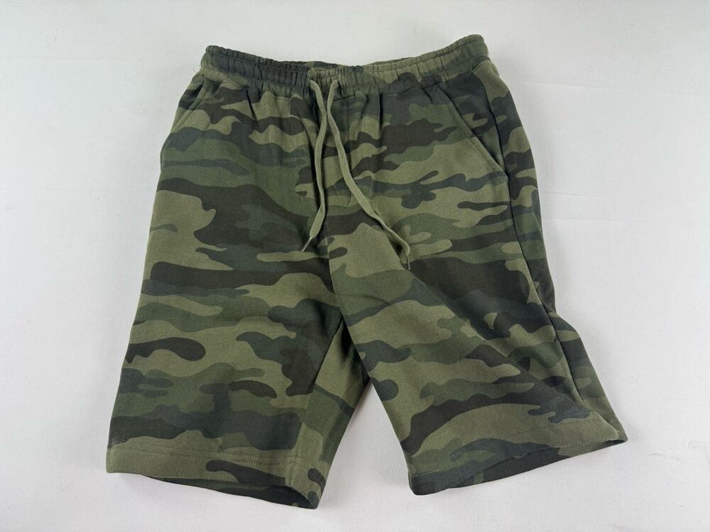 Independent Trading Co Mens S Forest Camo Fleece Sweat Shorts